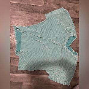 Striped Mint & White Short Sleeve Top